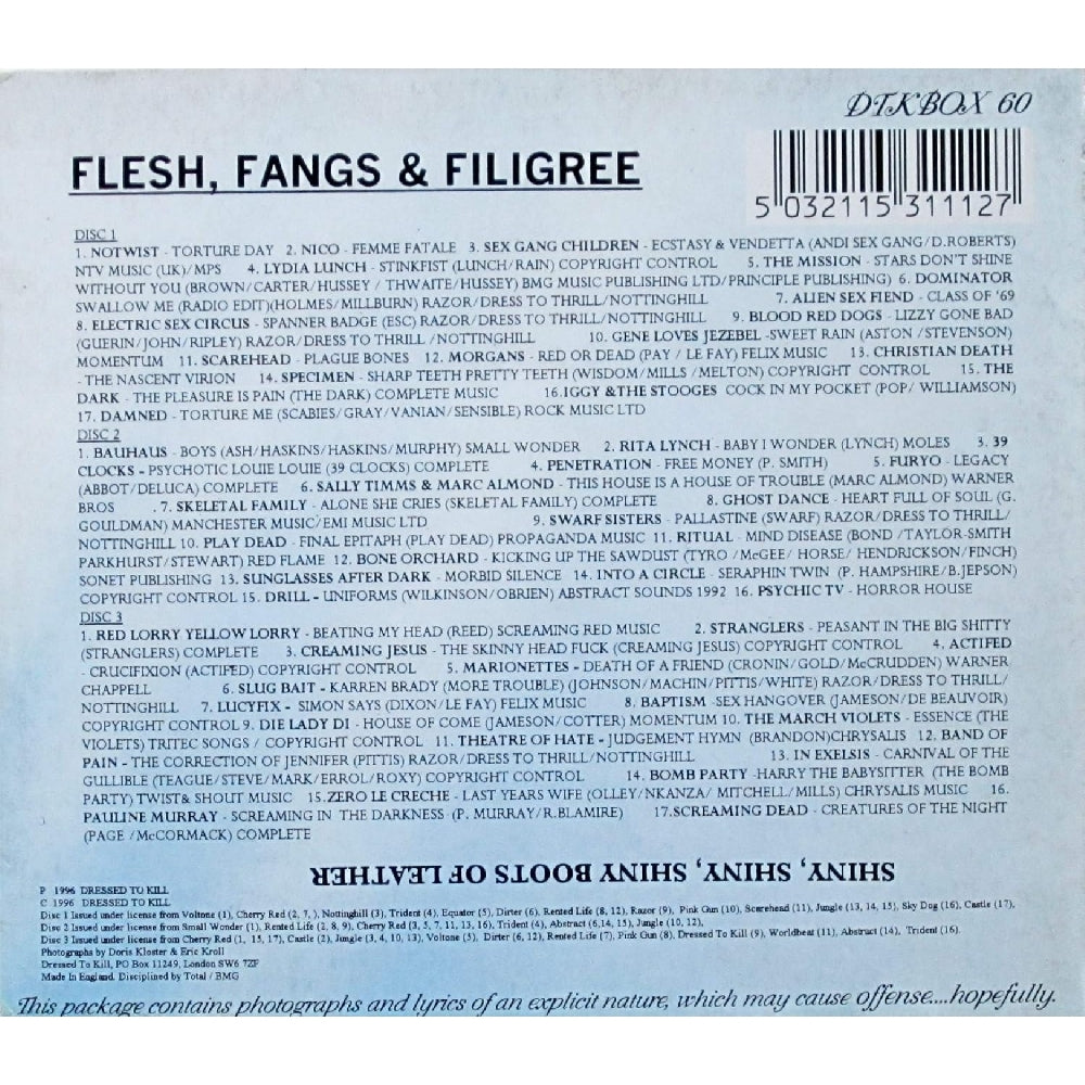 Various Artists - Flesh, Fangs & Filigree - 3CD SLIPCASE - Imported - Image 2